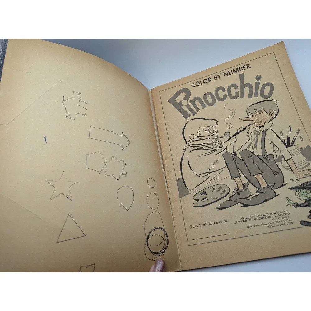 Vintage Pinocchio Color By Number Book Complete Story Clover‎ Coloring Pages